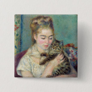 Pierre-Auguste Renoir - Frau mit Katze Button