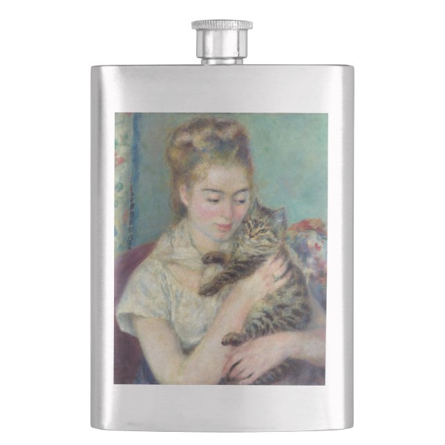 Pierre-Auguste Renoir - Frau mit Katze Flachmann (Vorderseite)