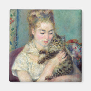 Pierre-Auguste Renoir - Frau mit Katze Magnet