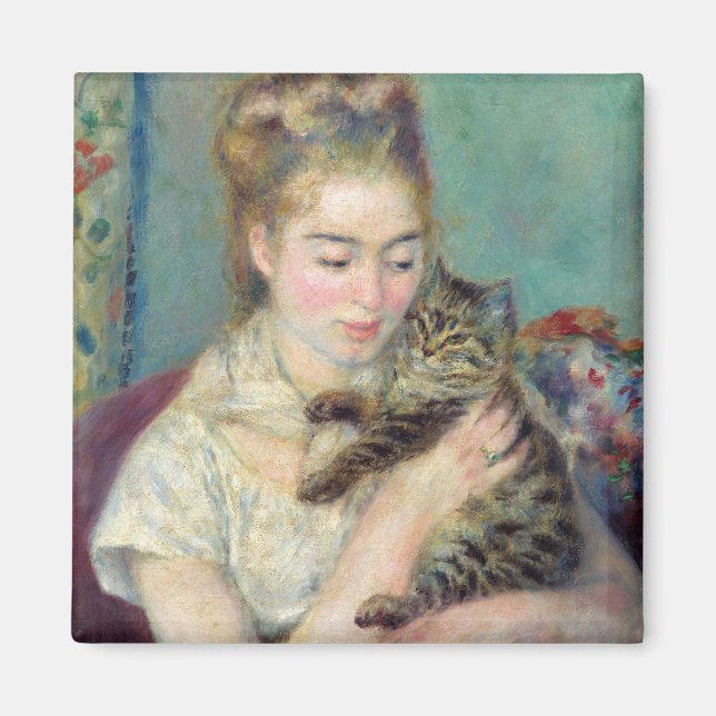 Pierre-Auguste Renoir - Frau mit Katze Magnet (Vorne)