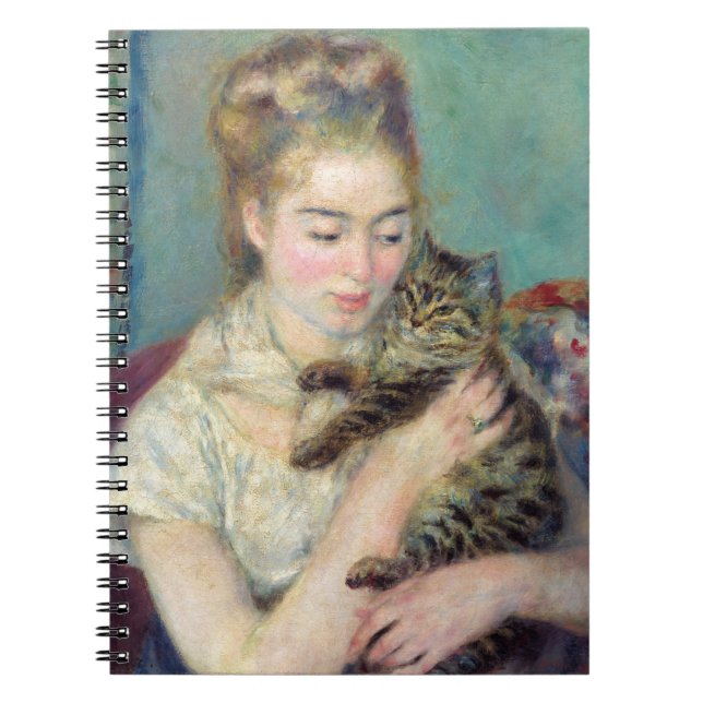 Pierre-Auguste Renoir - Frau mit Katze Notizblock (Vorderseite)