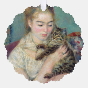 Pierre-Auguste Renoir - Frau mit Katze Ornament Karte