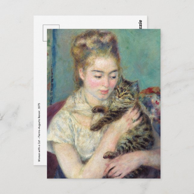 Pierre-Auguste Renoir - Frau mit Katze Postkarte (Vorne/Hinten)