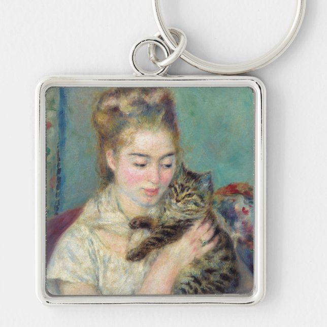 Pierre-Auguste Renoir - Frau mit Katze Schlüsselanhänger (Vorne)