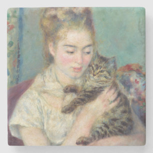 Pierre-Auguste Renoir - Frau mit Katze Steinuntersetzer