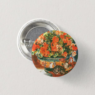 Pierre-Auguste Renoir Geraniums and Cats Button