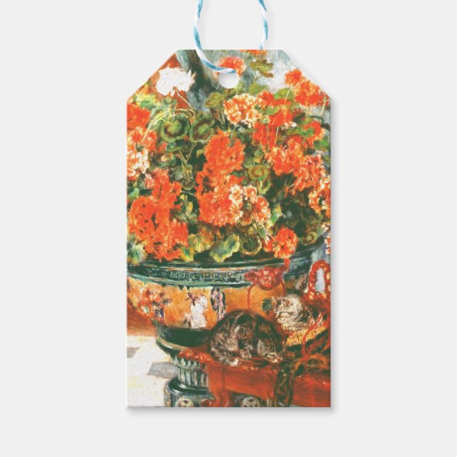 Pierre-Auguste Renoir Geraniums and Cats Geschenkanhänger (Vorderseite)