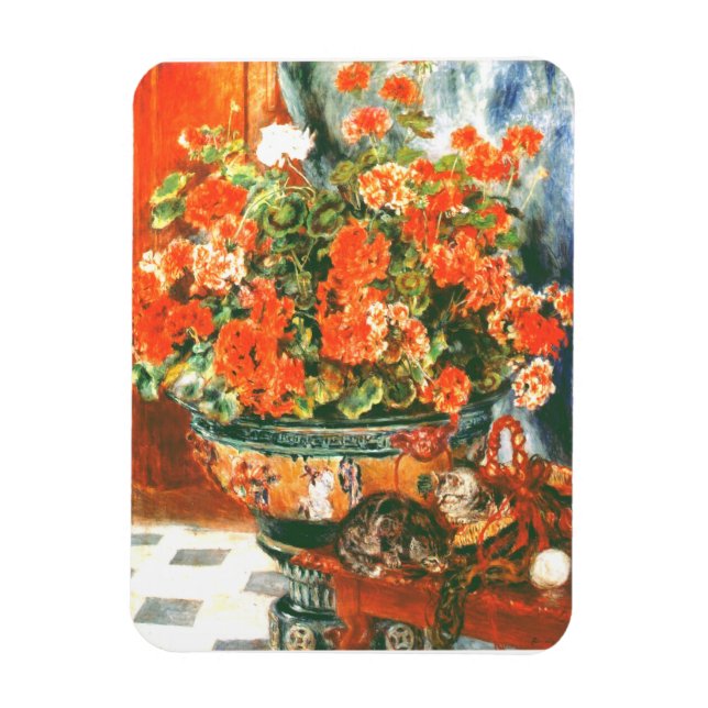 Pierre-Auguste Renoir Geraniums and Cats Magnet (Vertikal)