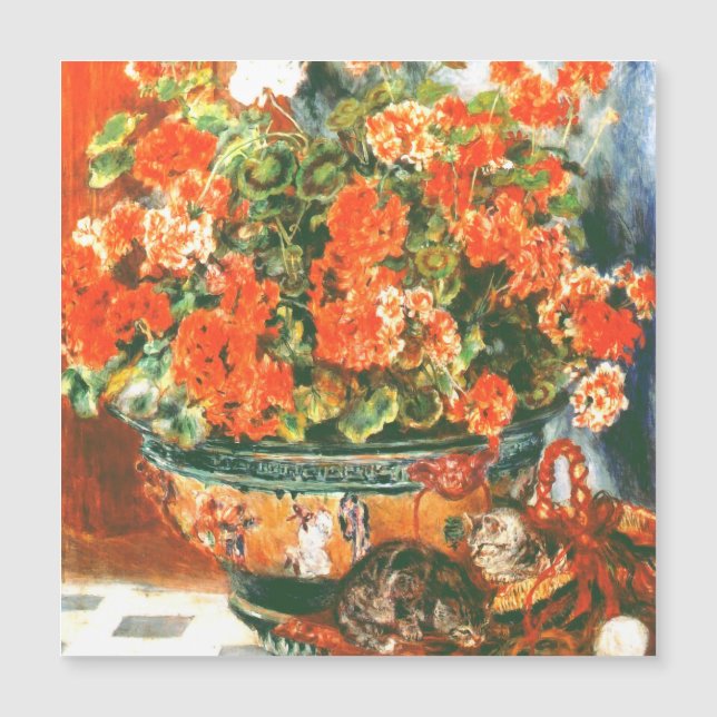 Pierre-Auguste Renoir Geraniums and Cats Magnetkarte (Vorderseite)
