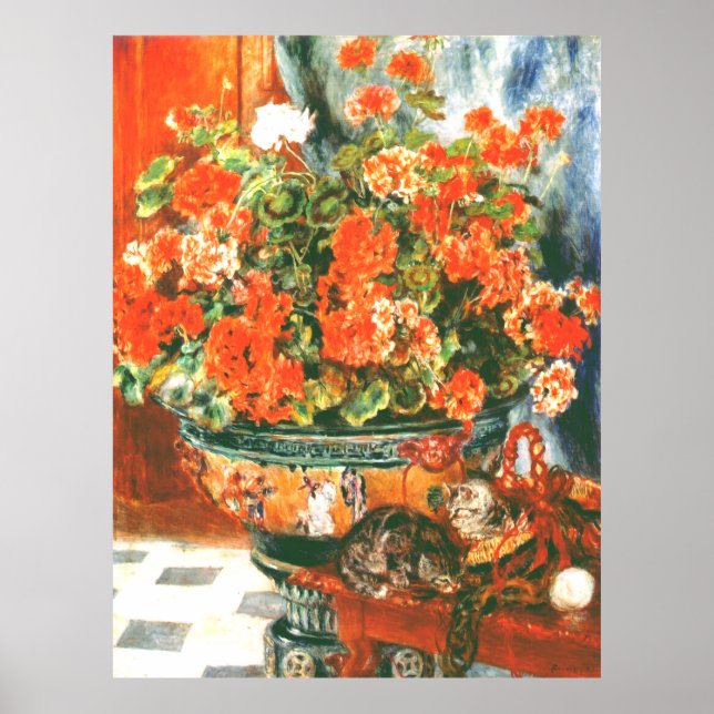 Pierre-Auguste Renoir Geraniums and Cats Poster (Vorne)