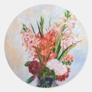 Pierre-Auguste Renoir - Gladiolen Runder Aufkleber