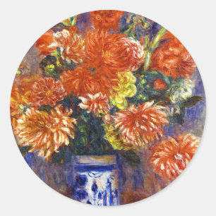 Pierre Auguste Renoir Gladiolen und Dahlien Runder Aufkleber