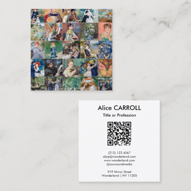 Pierre-Auguste Renoir - Grid Collage - QR-Code Quadratische Visitenkarte (Vorne/Hinten)