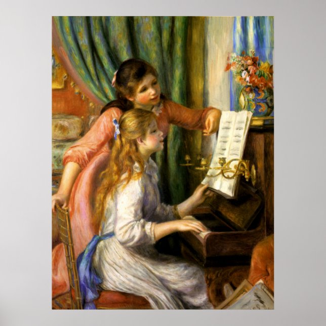 Pierre-Auguste Renoir - Jeunes Filles au Piano Poster (Vorne)