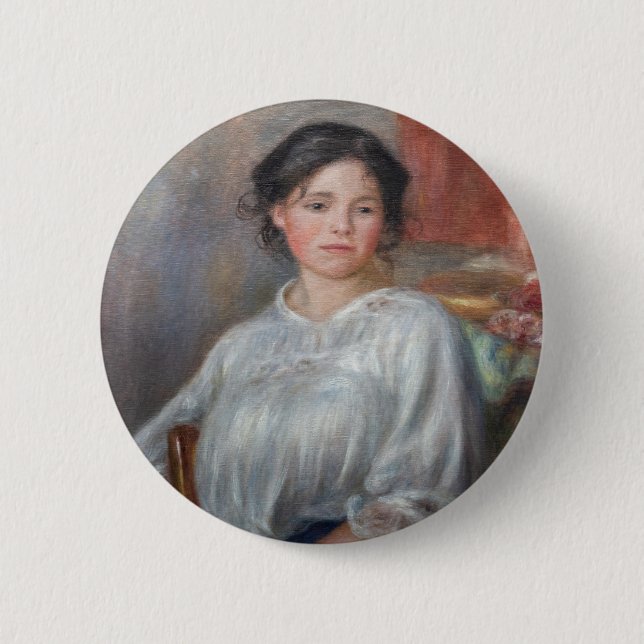 Pierre-Auguste Renoir - Junge Frau sitzend Button (Vorderseite)