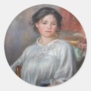 Pierre-Auguste Renoir - Junge Frau sitzt Runder Aufkleber