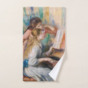Pierre Auguste Renoir - Junge Mädchen am Klavier Badhandtuch Set