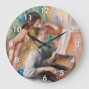 Pierre Auguste Renoir - Junge Mädchen am Klavier Große Wanduhr