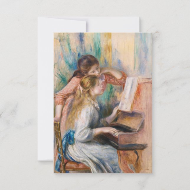 Pierre Auguste Renoir - Junge Mädchen am Piano Dankeskarte (Vorderseite)