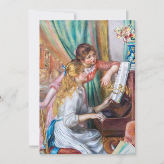 Pierre Auguste Renoir - Junge Mädchen am Piano Dankeskarte (Vorderseite)