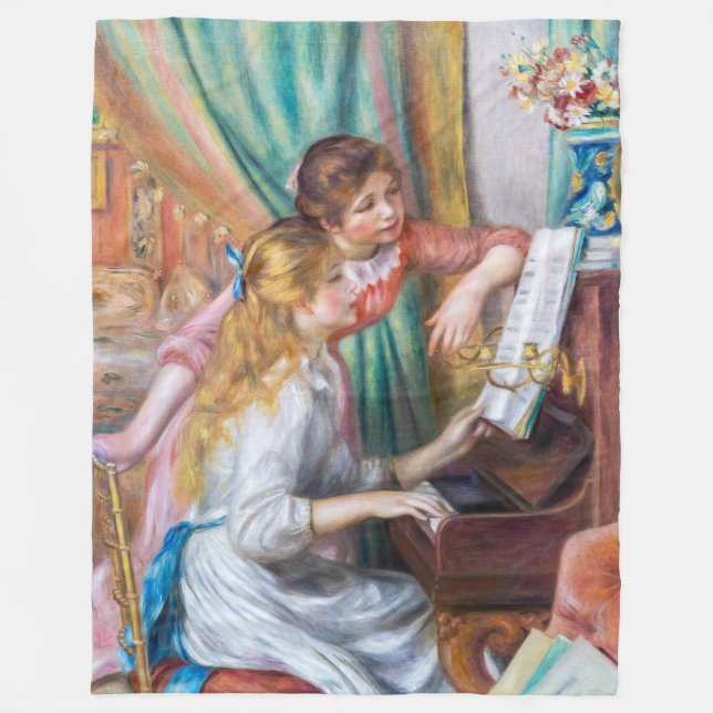 Pierre Auguste Renoir - Junge Mädchen am Piano Fleecedecke (Vorderseite)