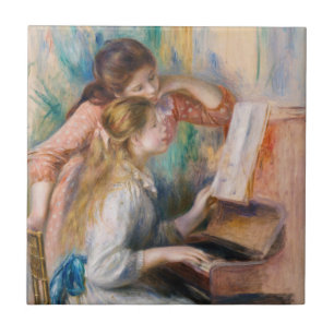 Pierre Auguste Renoir - Junge Mädchen am Piano Fliese