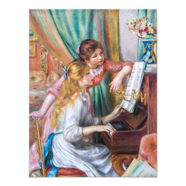 Pierre Auguste Renoir - Junge Mädchen am Piano Fotodruck (Vorne)