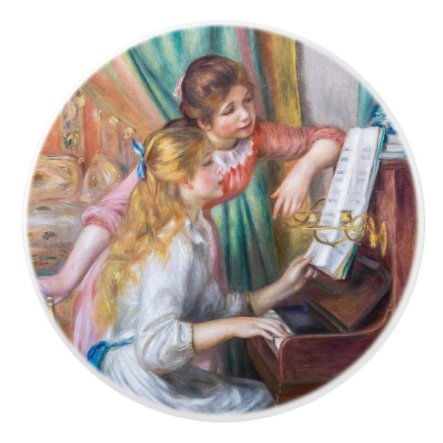 Pierre Auguste Renoir - Junge Mädchen am Piano Keramikknauf (Vorderseite)