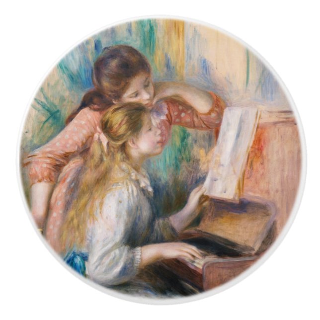 Pierre Auguste Renoir - Junge Mädchen am Piano Keramikknauf (Vorderseite)