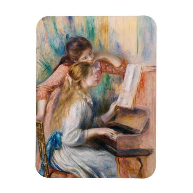 Pierre Auguste Renoir - Junge Mädchen am Piano Magnet (Vertikal)