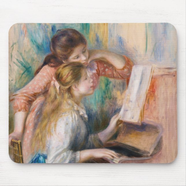 Pierre Auguste Renoir - Junge Mädchen am Piano Mousepad (Vorne)