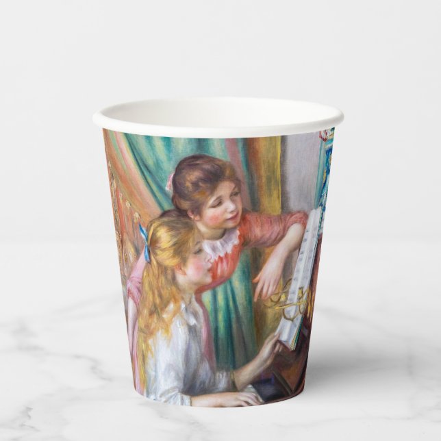 Pierre Auguste Renoir - Junge Mädchen am Piano Pappbecher (Vorderseite)
