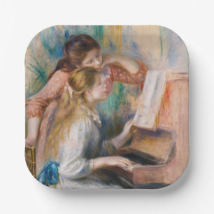 Pierre Auguste Renoir - Junge Mädchen am Piano Pappteller
