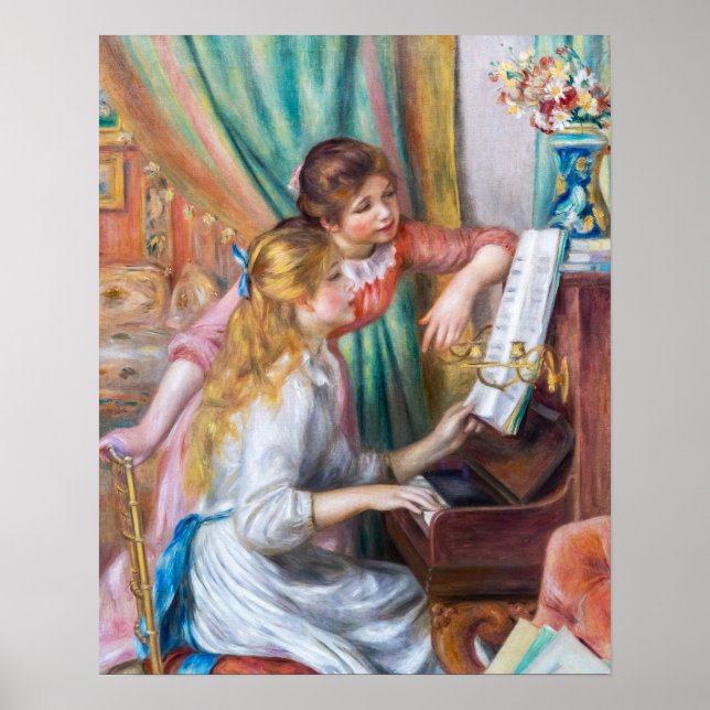 Pierre Auguste Renoir - Junge Mädchen am Piano Poster (Vorne)