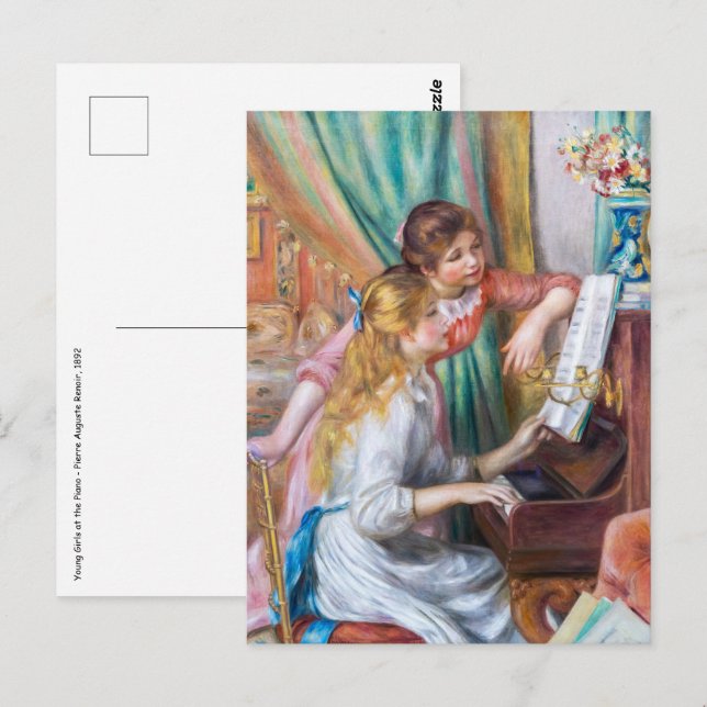 Pierre Auguste Renoir - Junge Mädchen am Piano Postkarte (Vorne/Hinten)