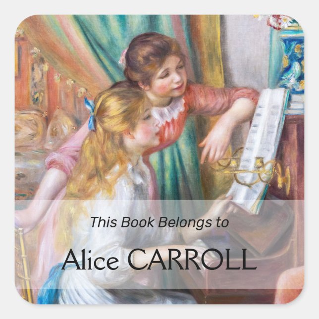 Pierre Auguste Renoir - Junge Mädchen am Piano Quadratischer Aufkleber (Vorderseite)