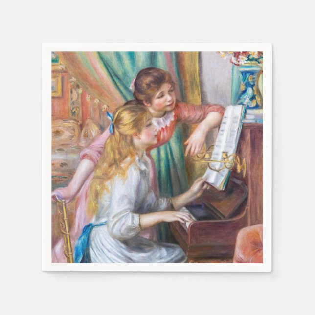 Pierre Auguste Renoir - Junge Mädchen am Piano Serviette (Vorderseite)
