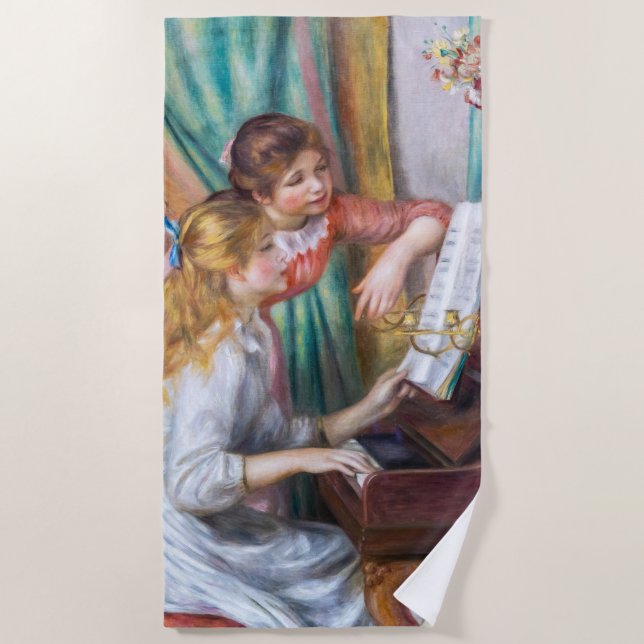 Pierre Auguste Renoir - Junge Mädchen am Piano Strandtuch (Vorderseite)