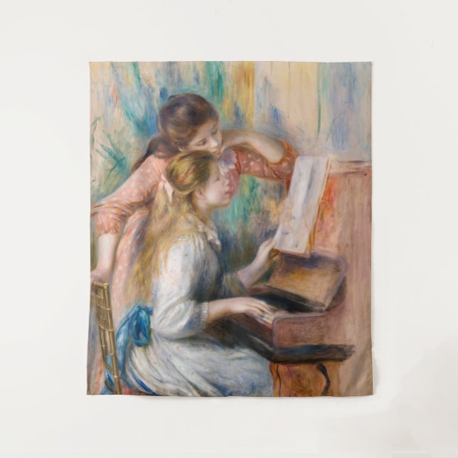 Pierre Auguste Renoir - Junge Mädchen am Piano Wandteppich (Vorderseite)
