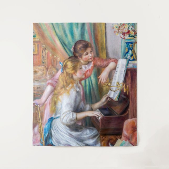 Pierre Auguste Renoir - Junge Mädchen am Piano Wandteppich (Vorderseite)