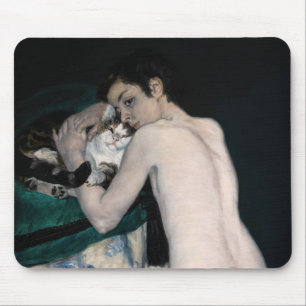 Pierre-Auguste Renoir - Junge mit einer Katze Mousepad