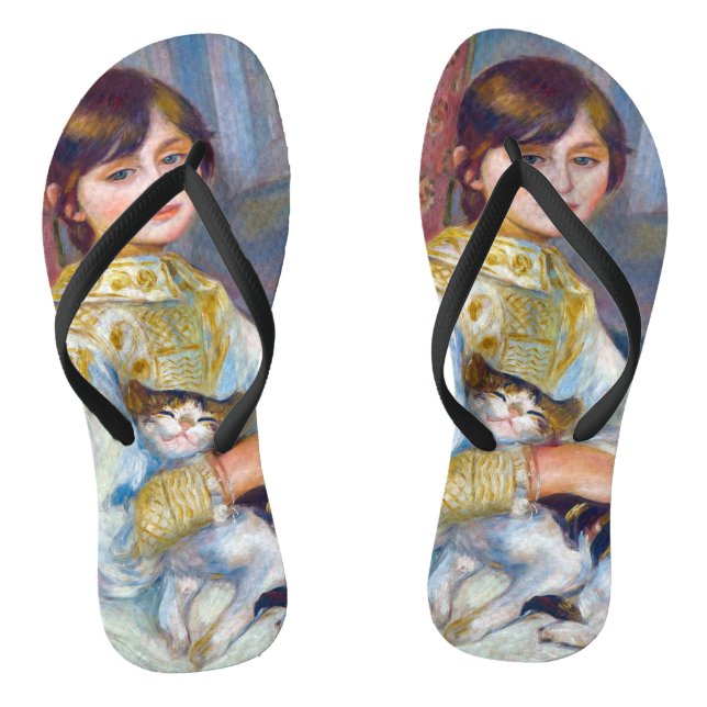 Pierre-Auguste Renoir - Kind mit Katze Flip Flops (Fußbett)