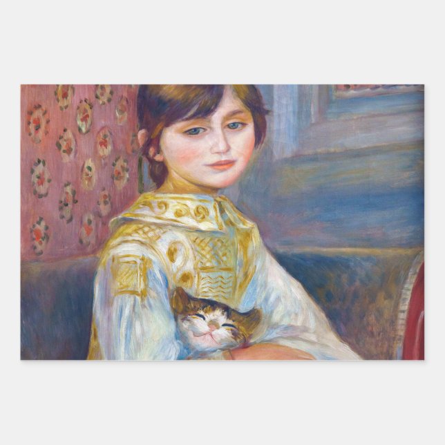 Pierre-Auguste Renoir - Kind mit Katze Geschenkpapier Set (Vorderseite)