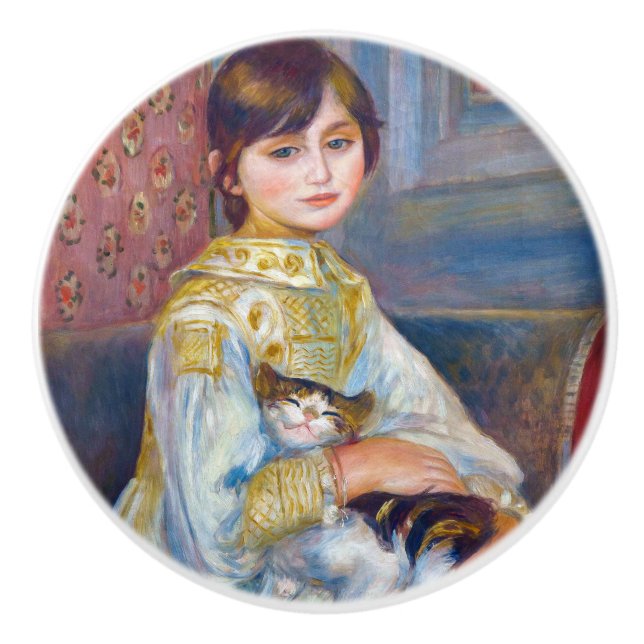 Pierre-Auguste Renoir - Kind mit Katze Keramikknauf (Vorderseite)