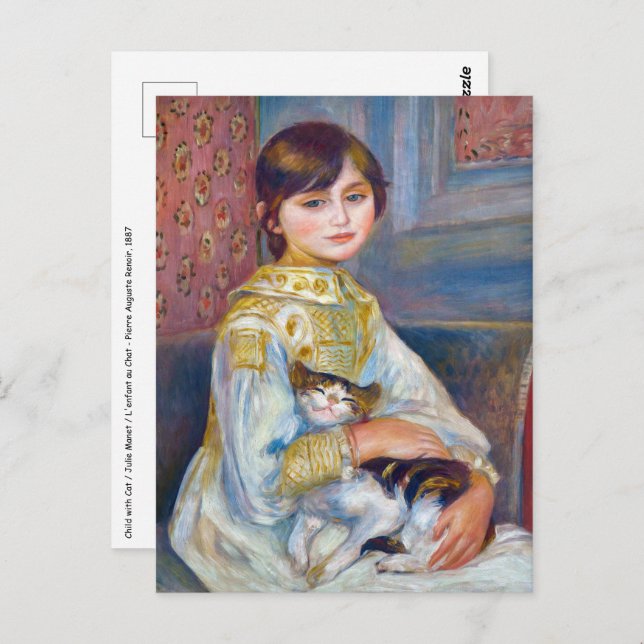 Pierre-Auguste Renoir - Kind mit Katze Postkarte (Vorne/Hinten)