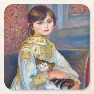 Pierre-Auguste Renoir - Kind mit Katze Rechteckiger Pappuntersetzer