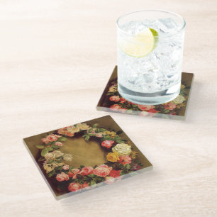 Pierre-Auguste Renoir - Krone aus Rosen Glasuntersetzer