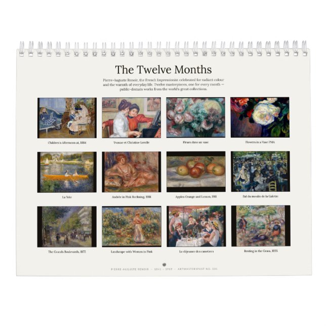 Pierre-Auguste Renoir Kunst-Wandkalender Kalender (Rückseite)