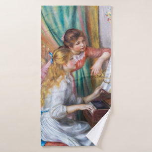 Pierre Auguste Renoir - Mädchen am Klavier Badhandtuch Set