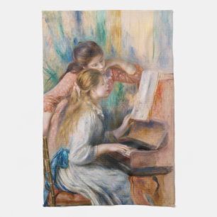 Pierre Auguste Renoir - Mädchen am Klavier Geschirrtuch